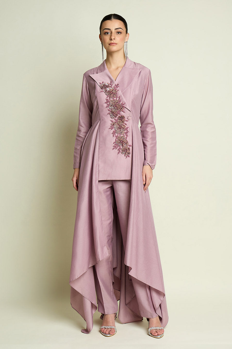 Lilac Embroidered Handkerchief Co-Ord Set