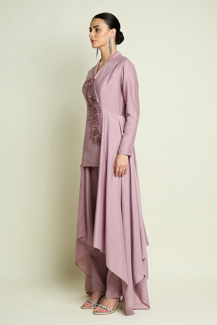 Lilac Embroidered Handkerchief Co-Ord Set