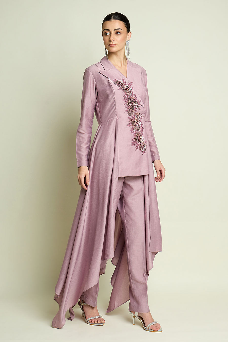 Lilac Embroidered Handkerchief Co-Ord Set