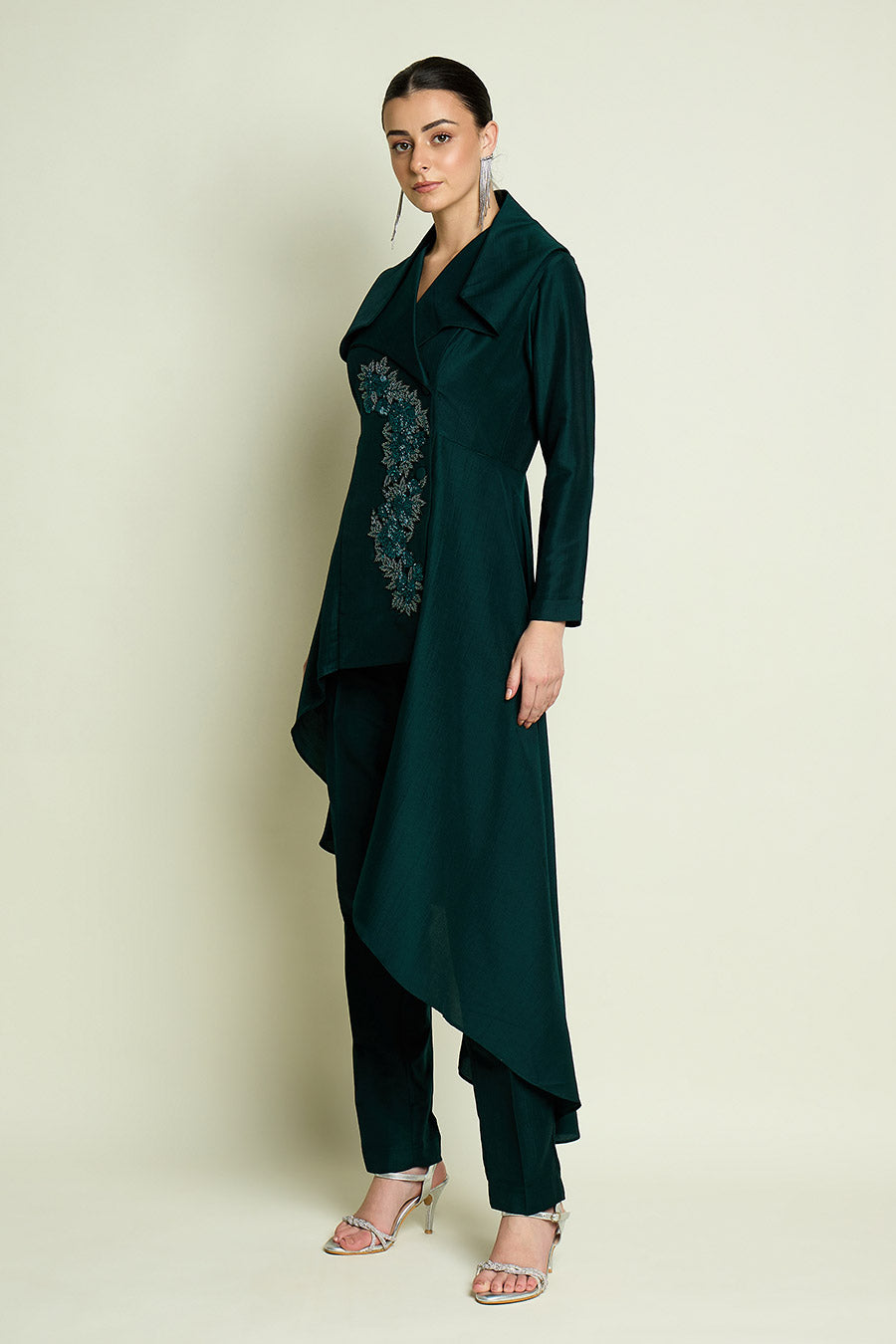 Emerald Crystal Embellished Blazer Co-Ord Set