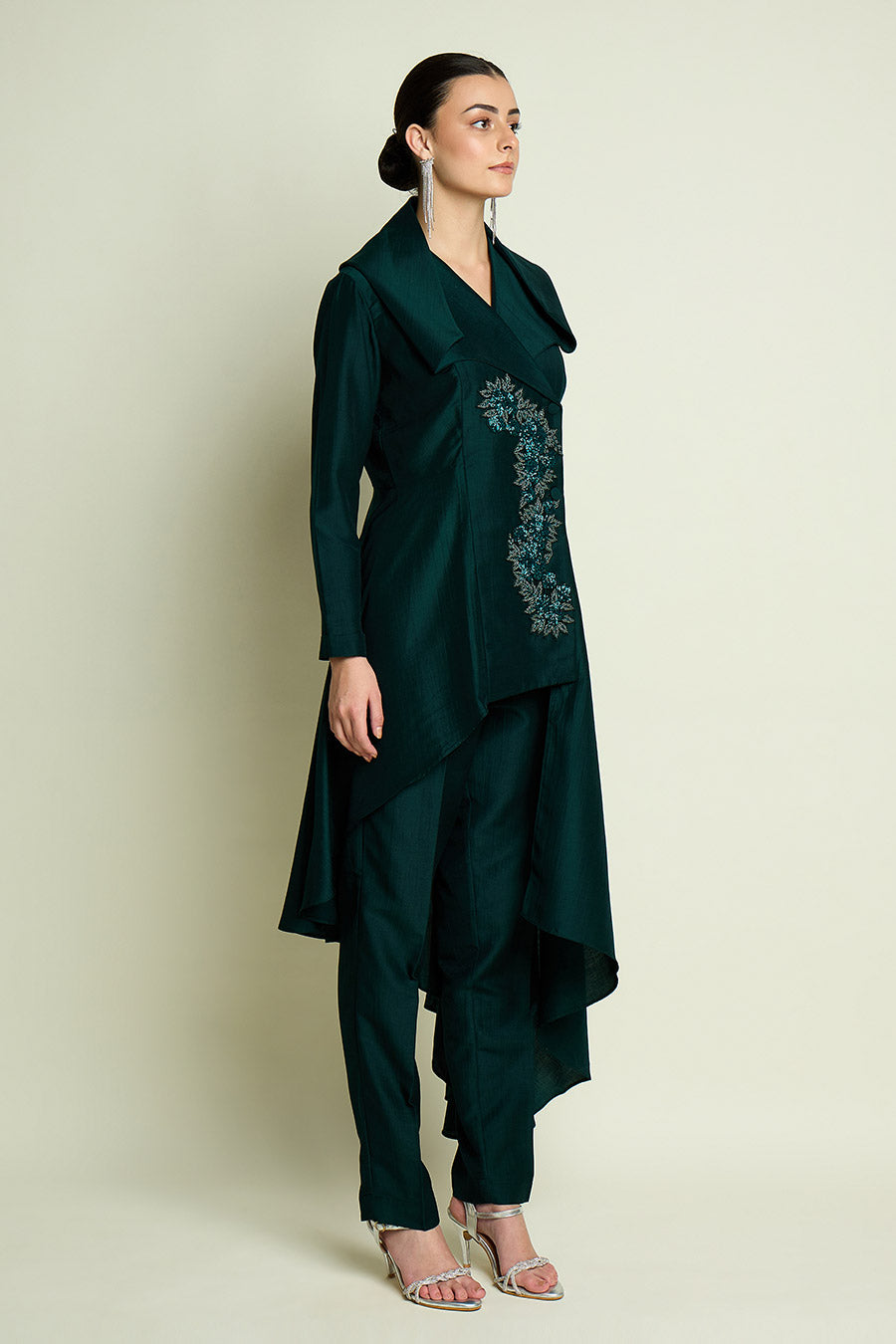 Emerald Crystal Embellished Blazer Co-Ord Set