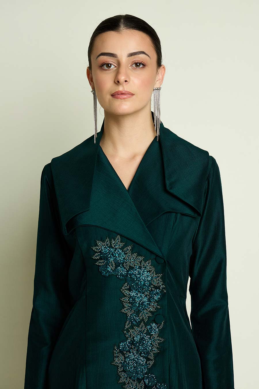 Emerald Crystal Embellished Blazer Co-Ord Set