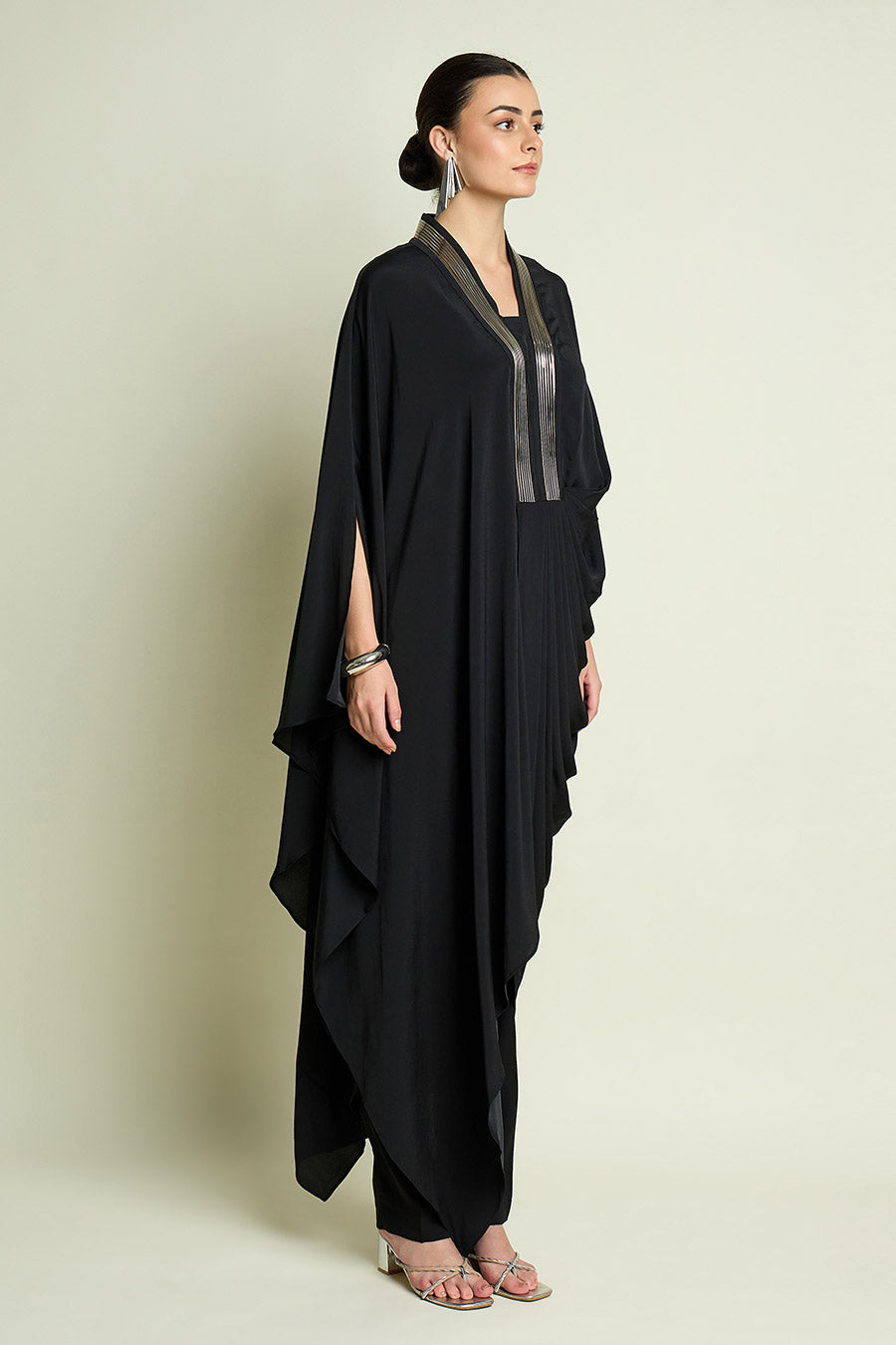 Black Noir Metallic Embellished Tunic Co-Ord Set