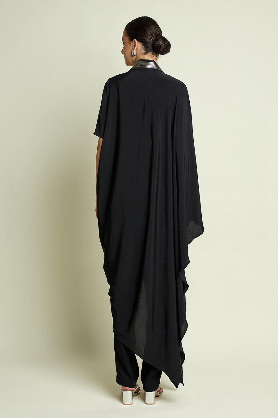 Black Noir Metallic Embellished Tunic Co-Ord Set