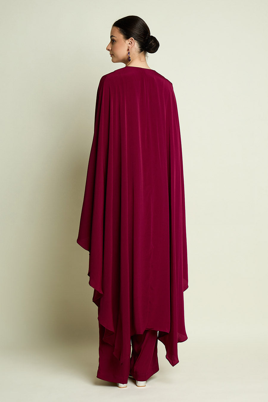 Ruby Red Metallic Embellished Kaftan & Pant Set