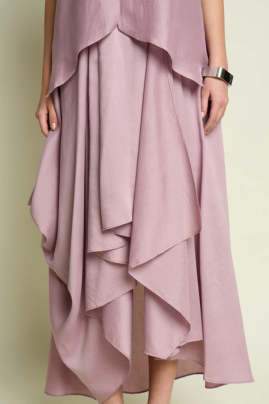 Lilac Cotton Silk Layered Drape Dress