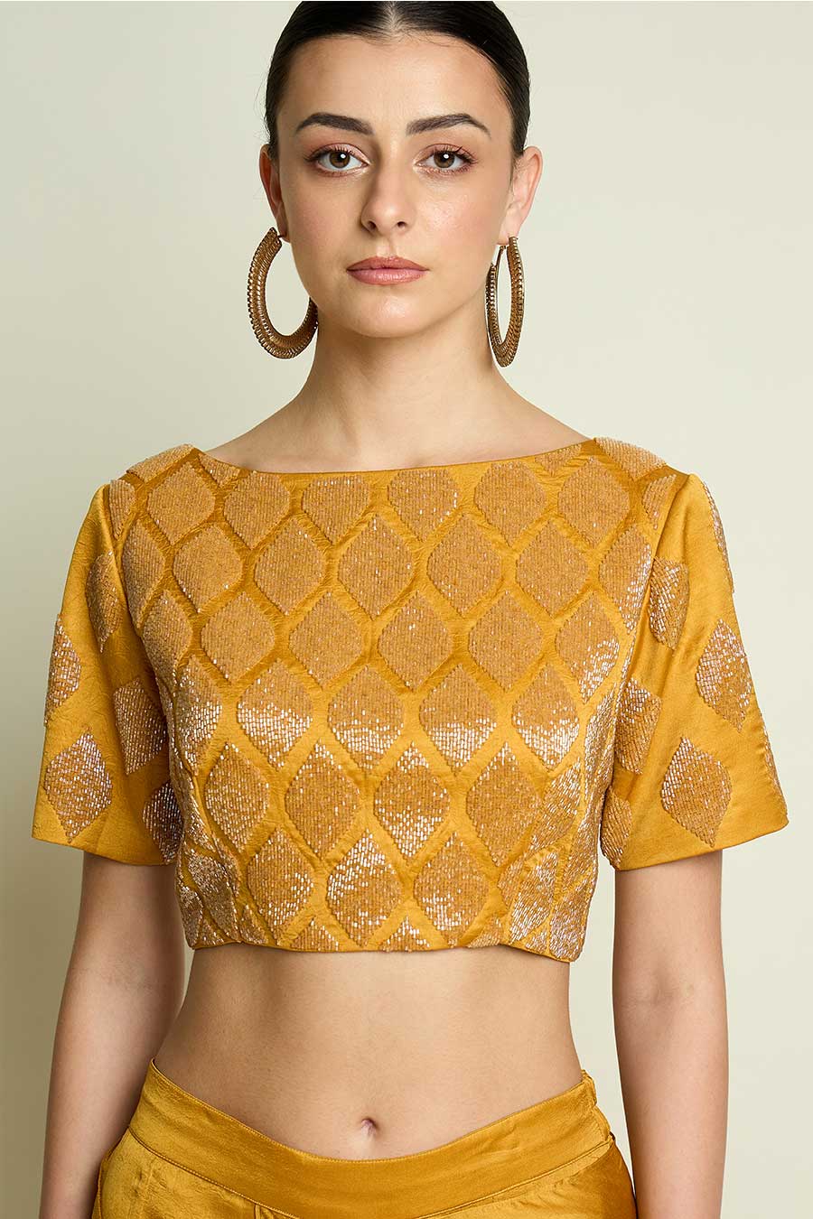 Yellow Palazzo Saree With Embellished Blouse