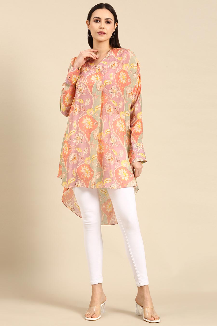 Multicolour Floral Print Muslin Top