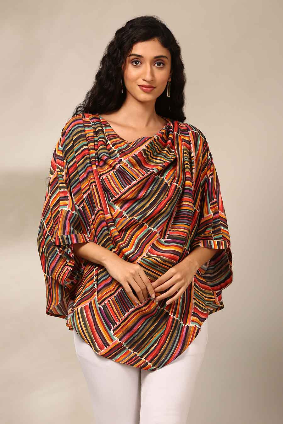 Multicolour Printed Draped Top