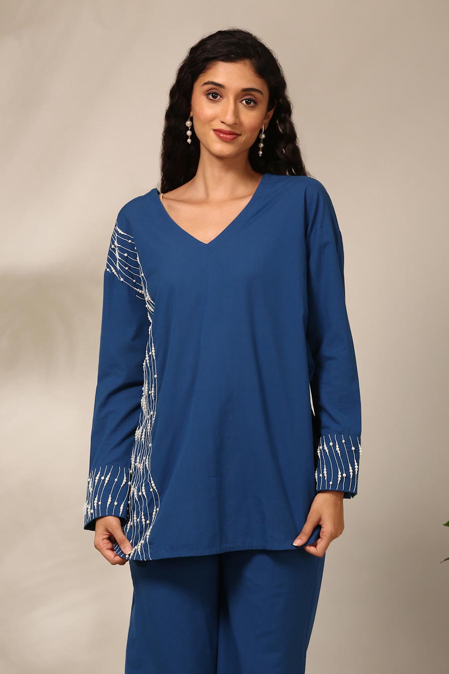Blue Embroidered Top