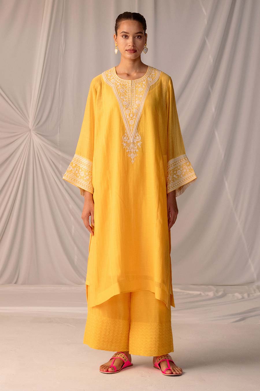 Yellow Embroidered Kurta & Pant Set
