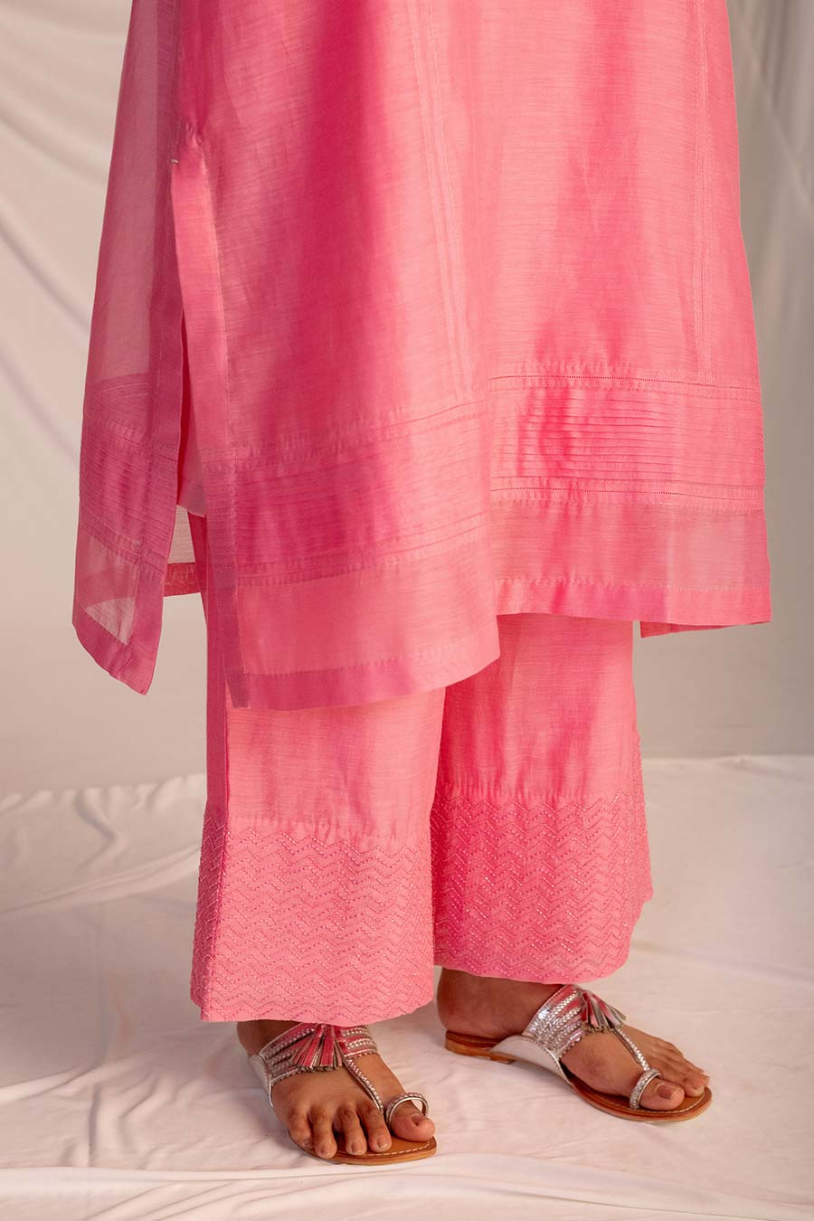Pink Pintuck Kurta & Pant Set
