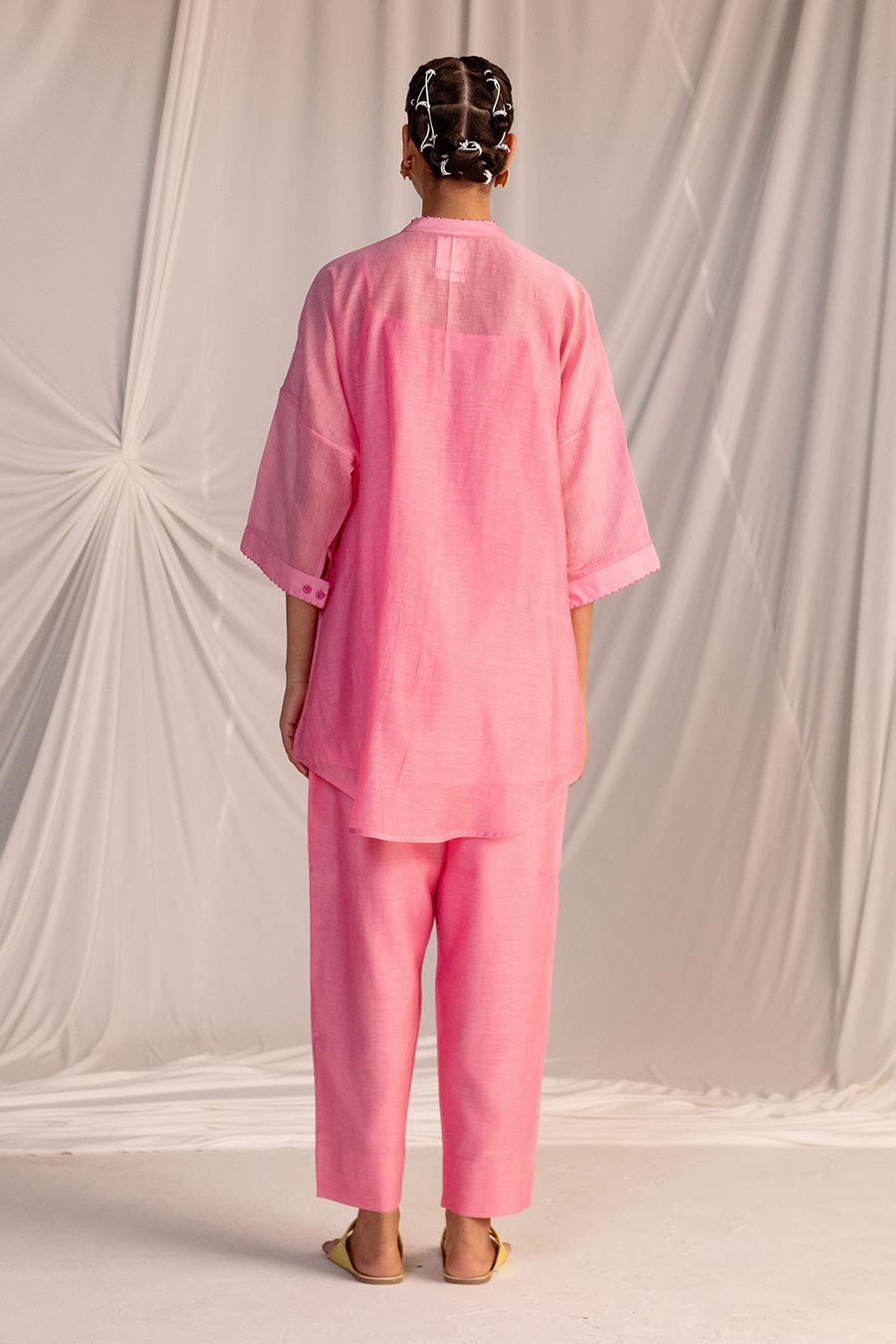 Pink Embroidered Tunic & Pant Set