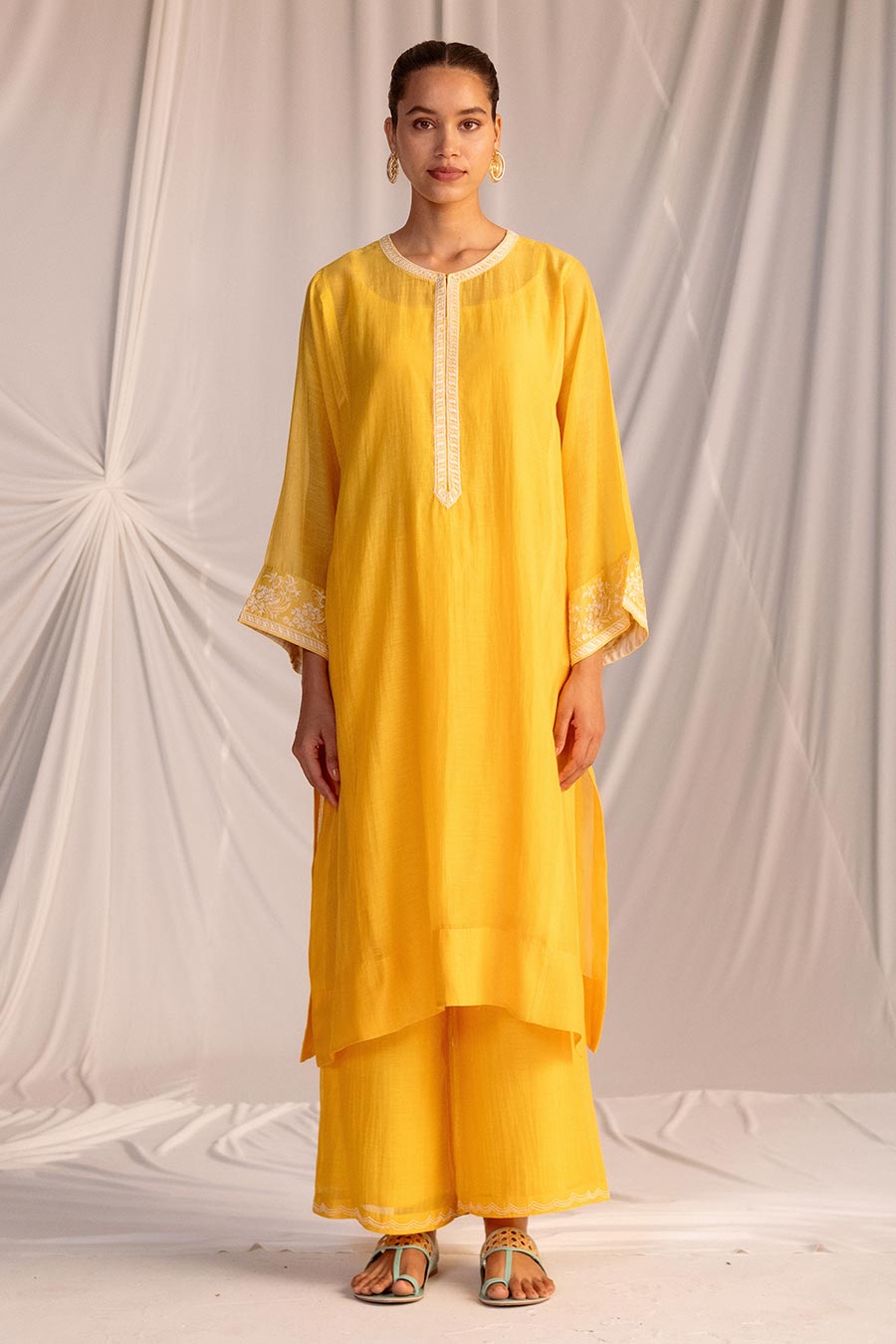 Yellow Embroidered Kurta & Pant Set