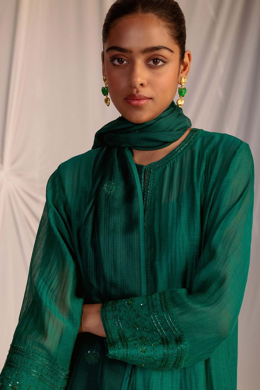 Green Embroidered Dupatta