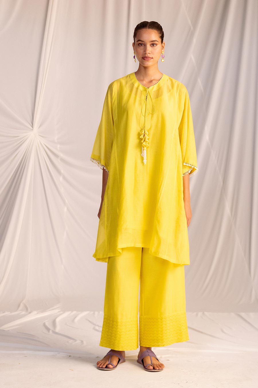 Lime Yellow Embroidered Kurta & Pant Set