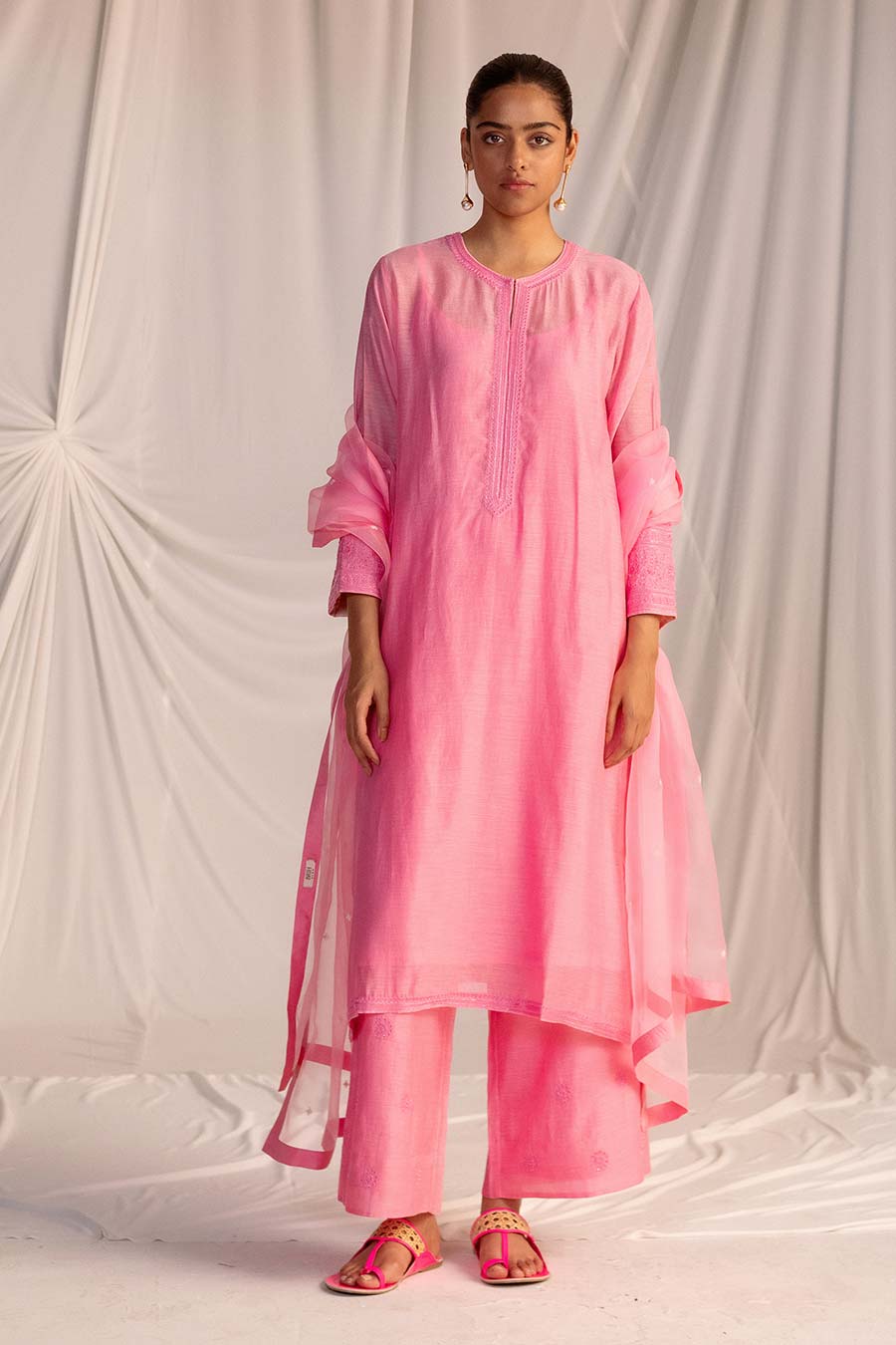 Pink Embroidered Kurta & Pant Set