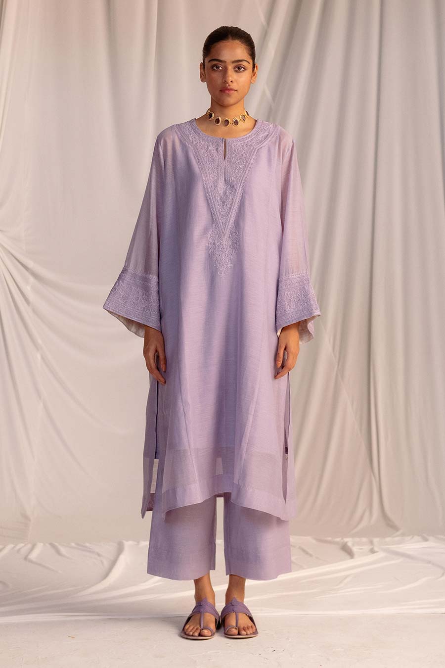 Violet Embroidered Kurta & Pant Set