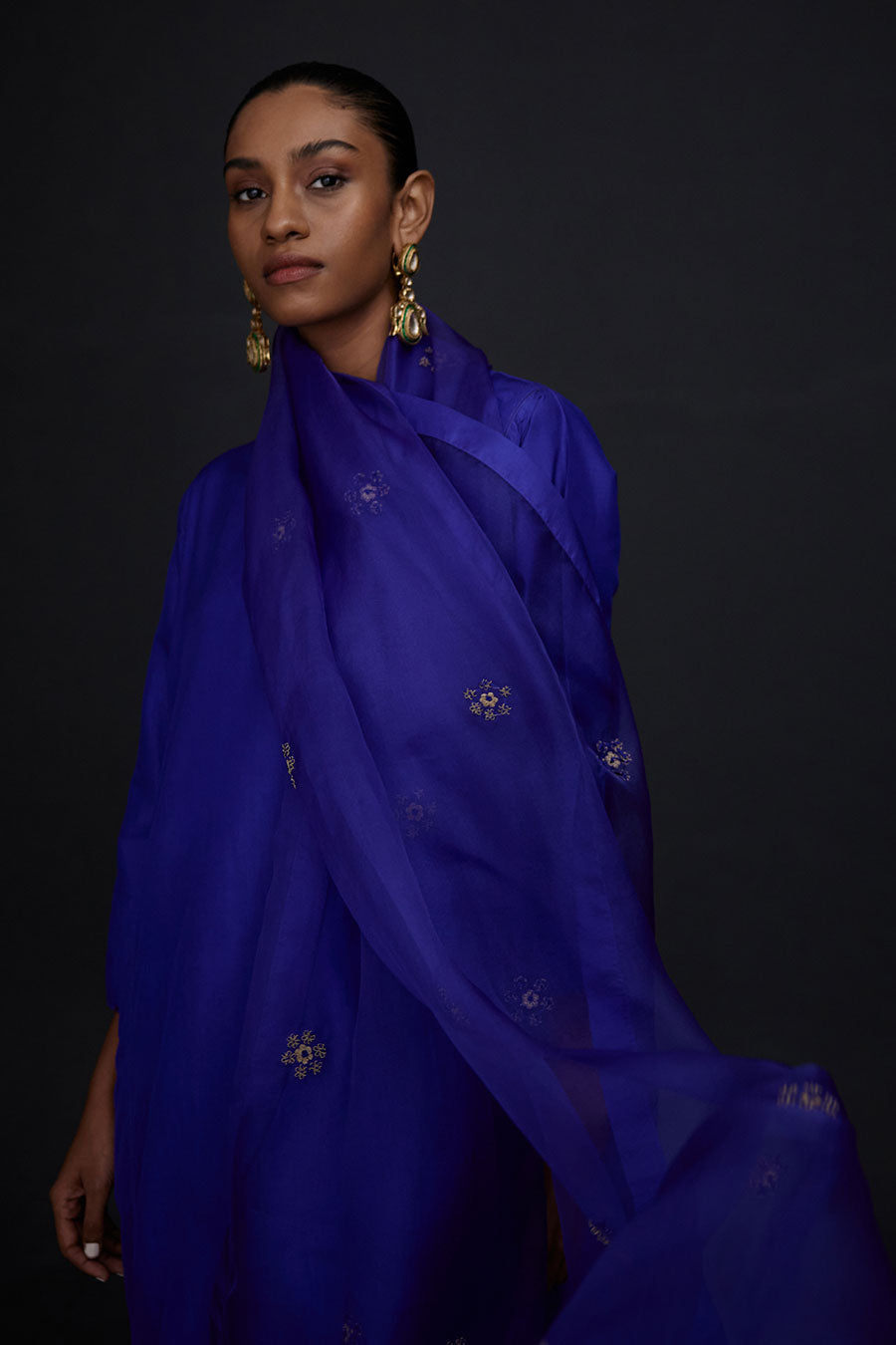 Persian Blue Embroidered Dupatta