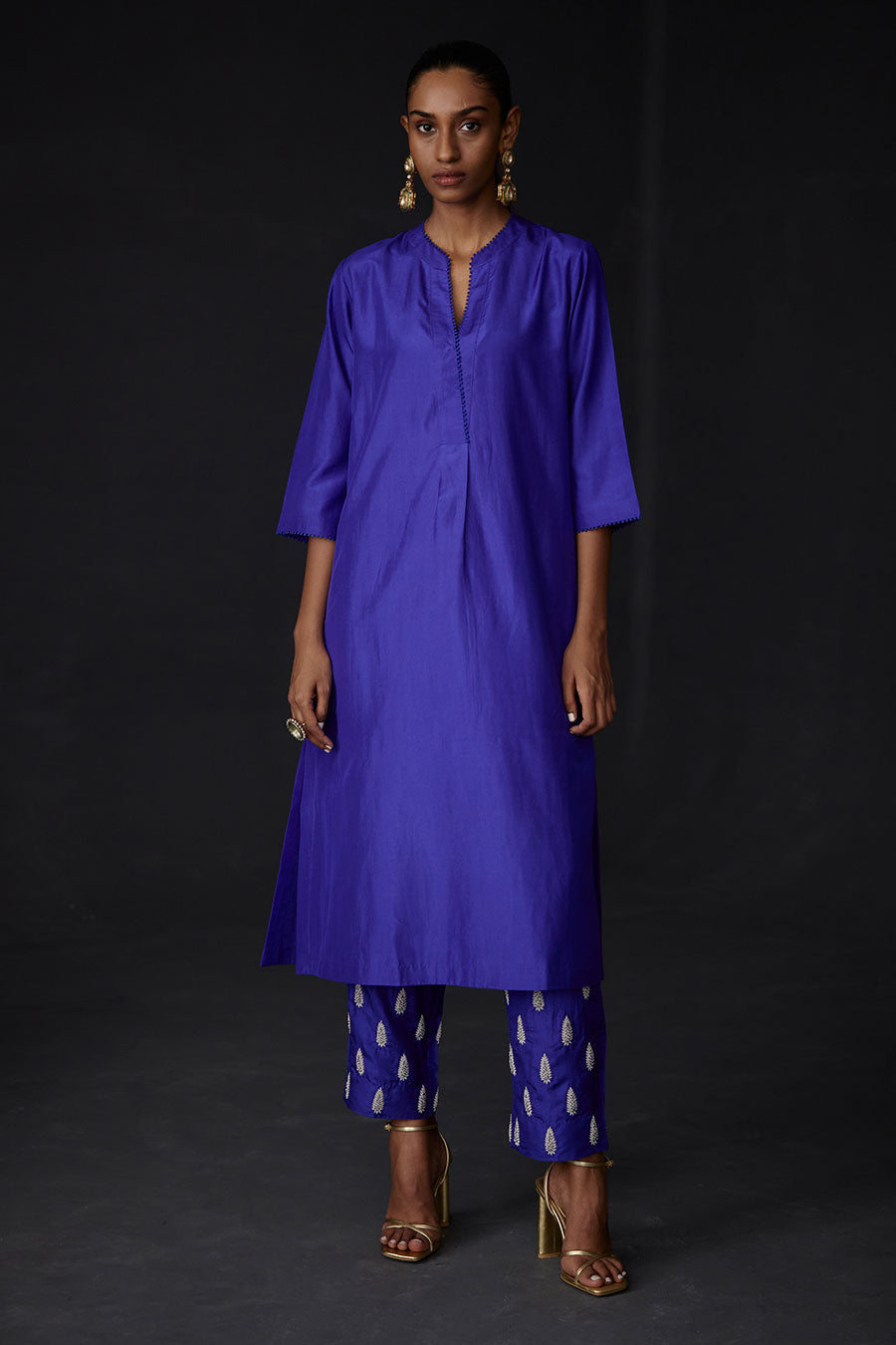 Persian Blue Tunic & Embroidered Pant Set