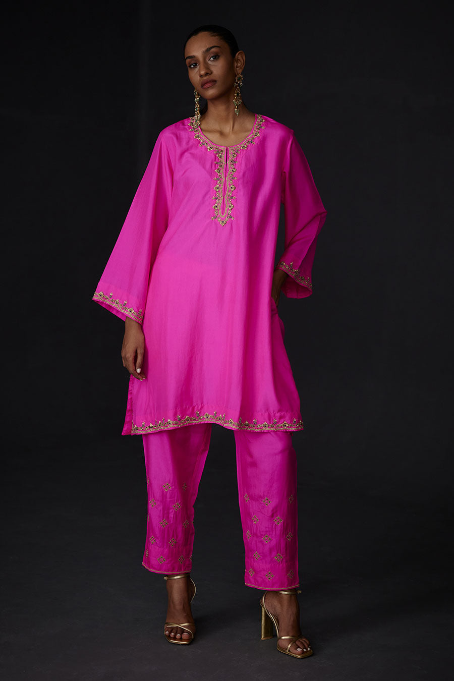 Pink Embroidered Kurta & Pant Set