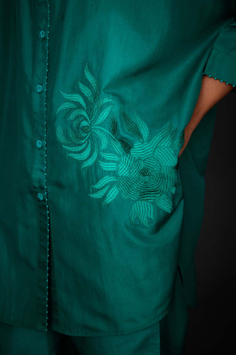 Green Embroidered Tunic & Pant Set