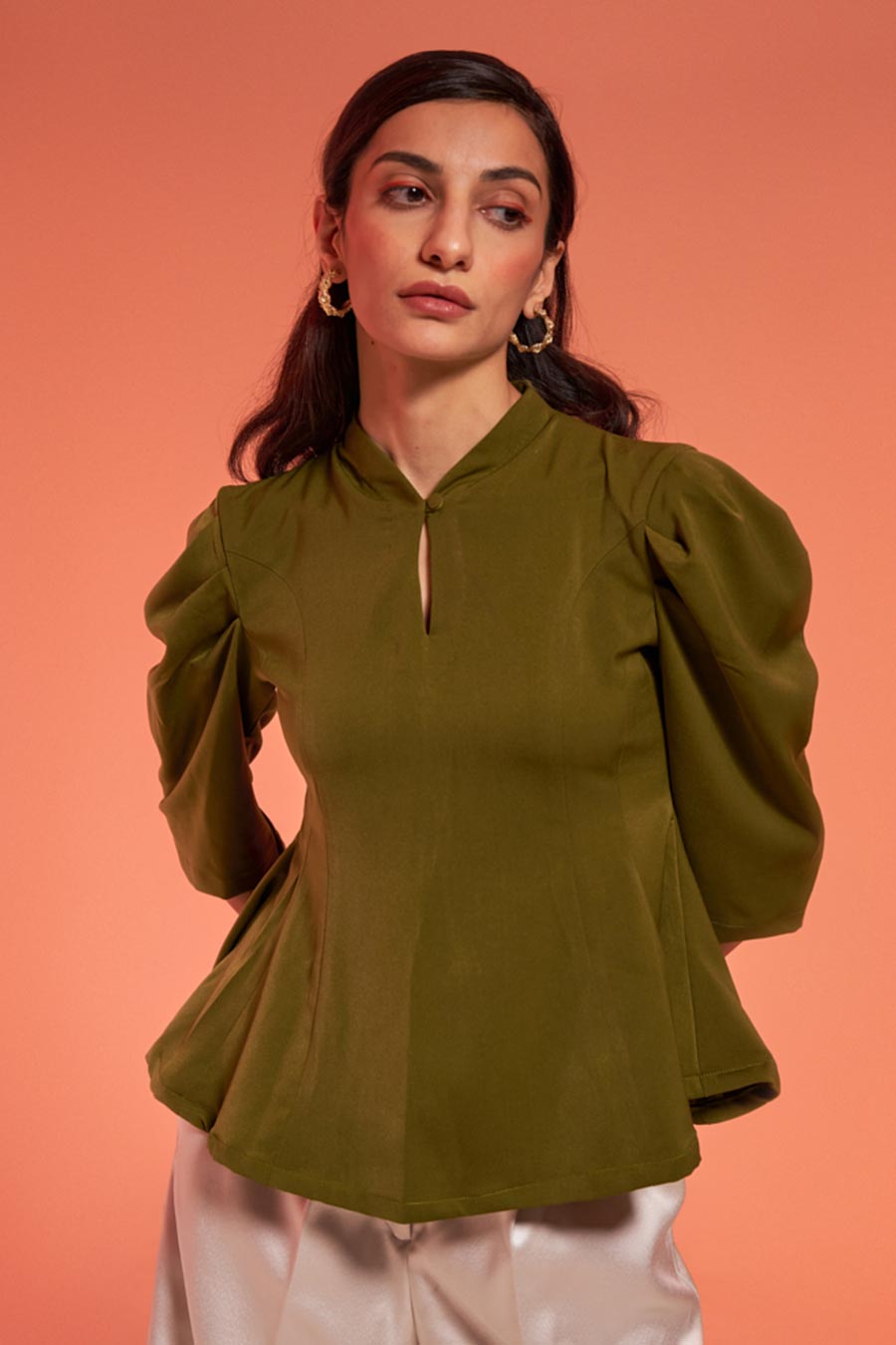 Green Peplum Top