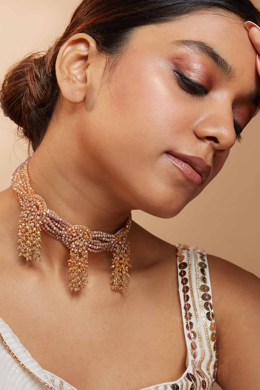 Brown Crystal Choker Necklace