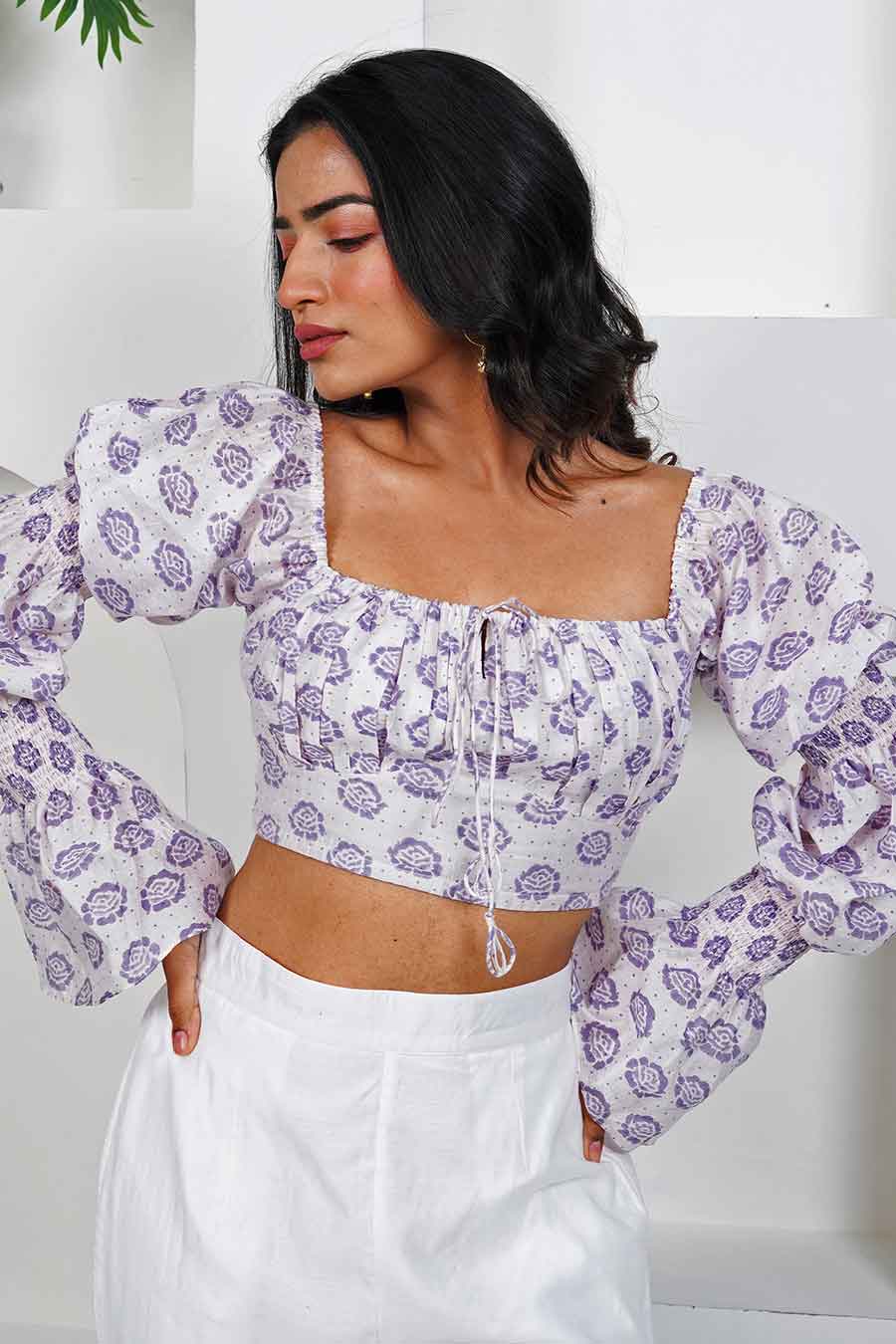 White Belle Smocked Crop Top