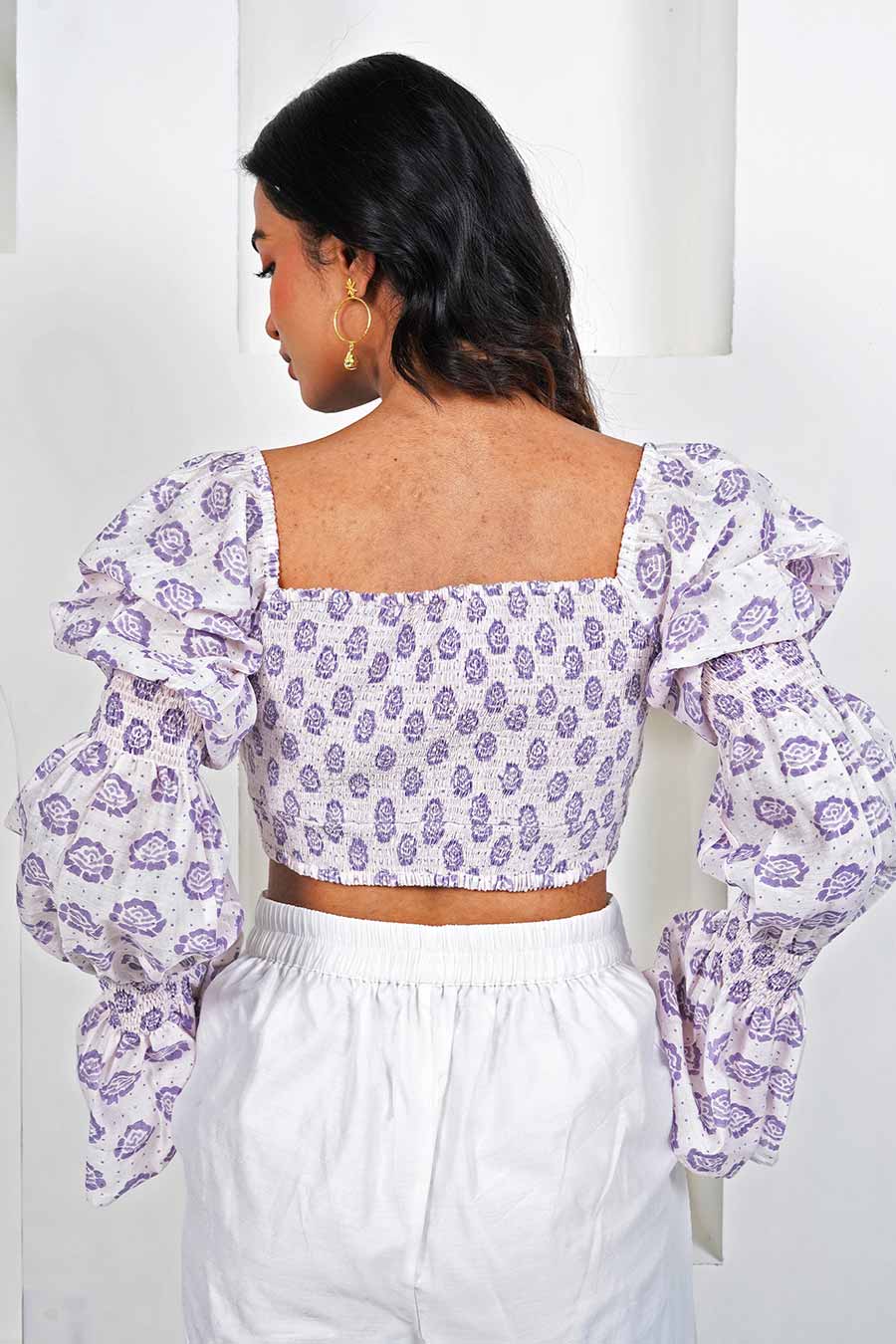 White Belle Smocked Crop Top