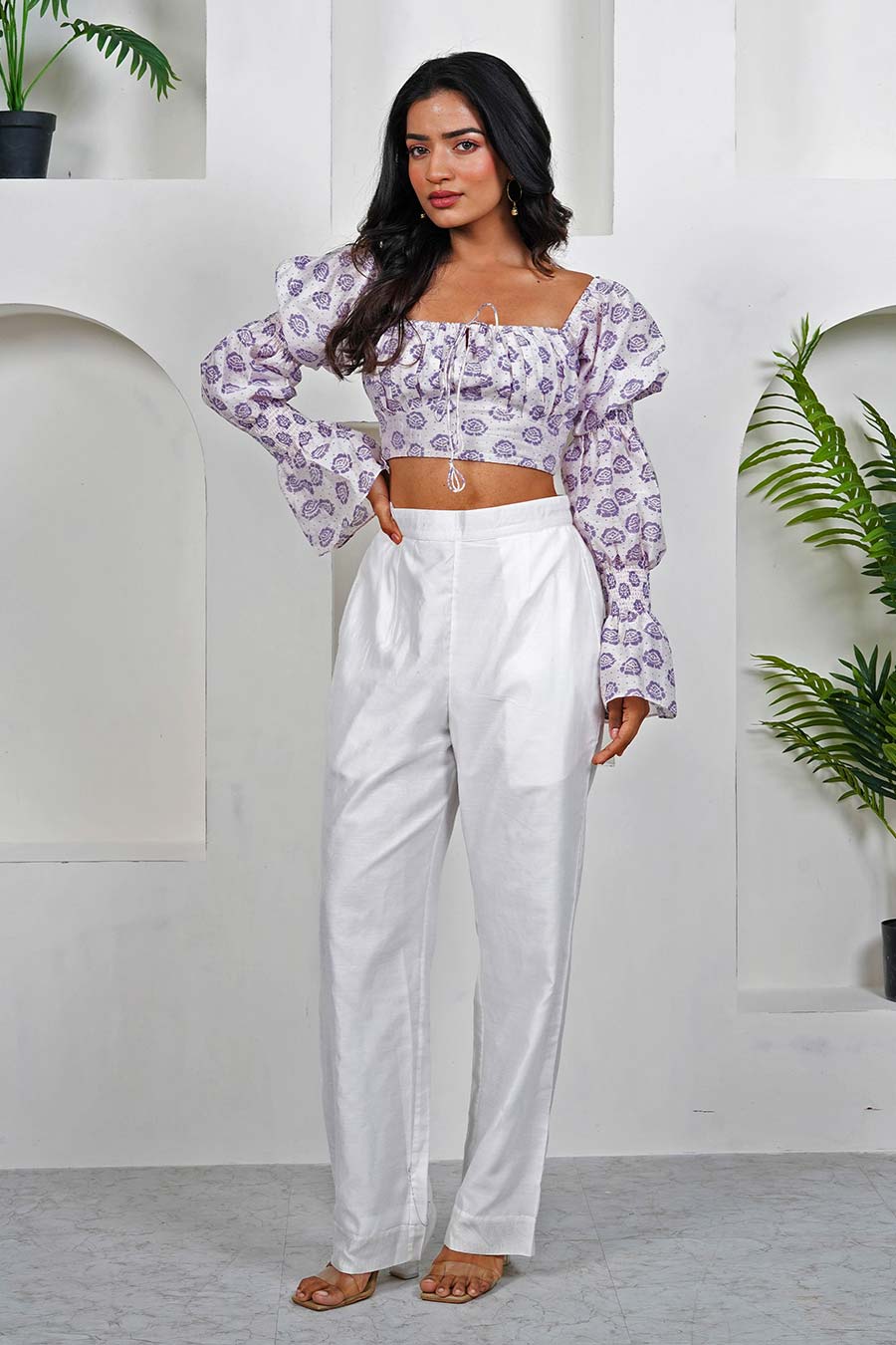 White Belle Smocked Crop Top