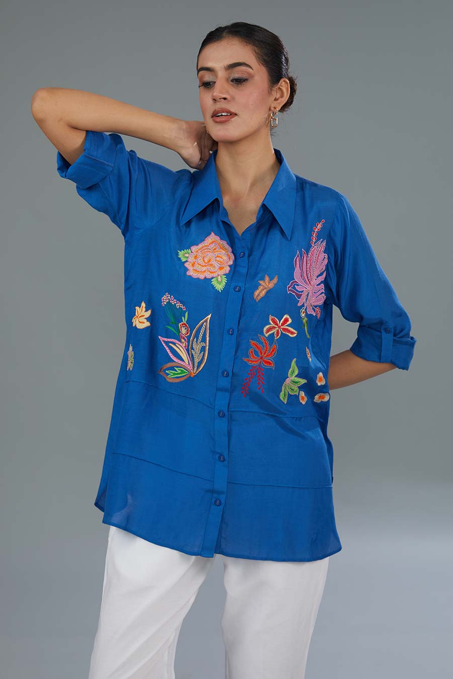 Blue Embroidered Shirt