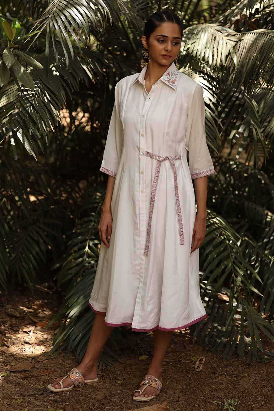 White Embellished Midi Dress