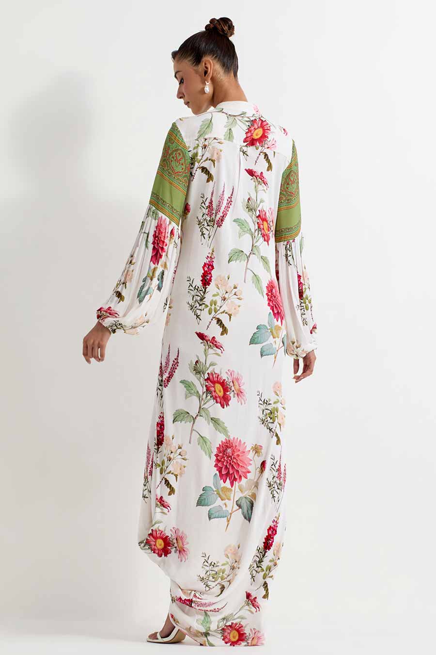 Daisy Printed Georgette Cowl Drape Dress
