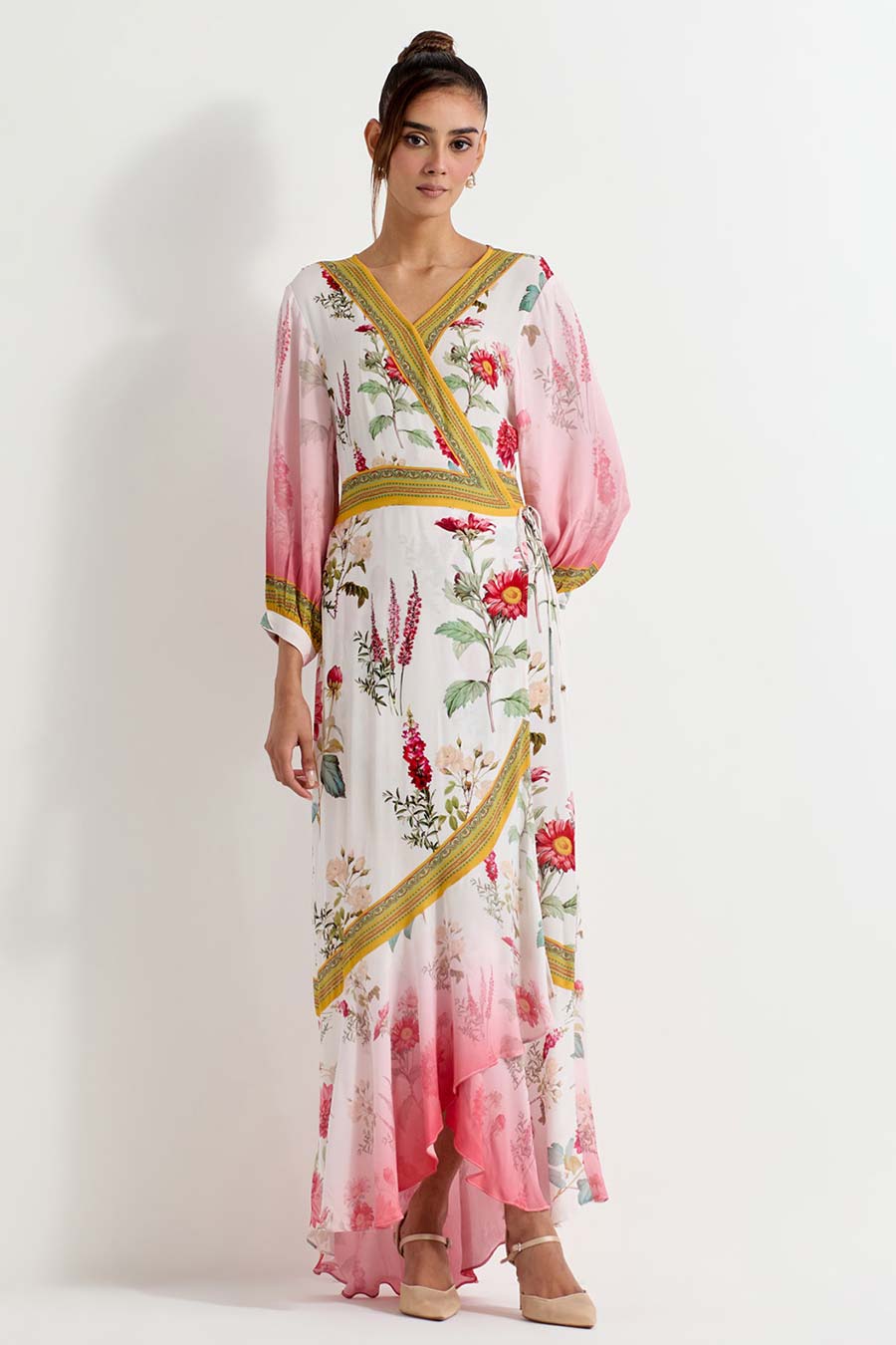 Daisy Printed Georgette Wrap Dress