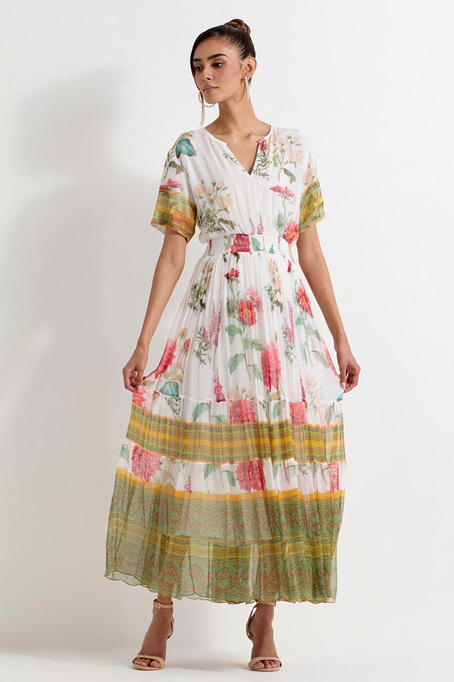 Daisy Printed Chiffon Maxi Dress