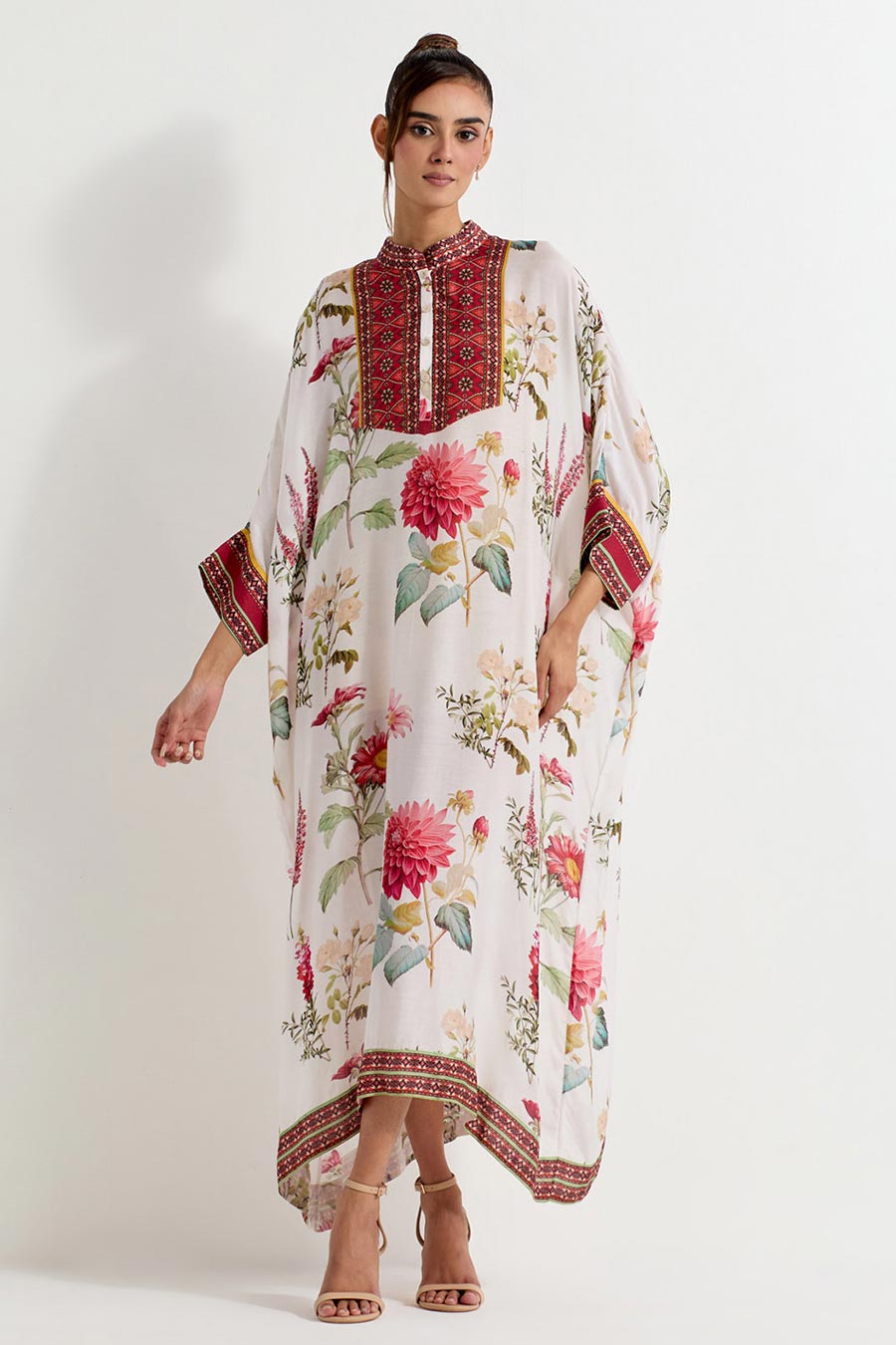 Daisy Printed Modal Silk Kaftan Dress
