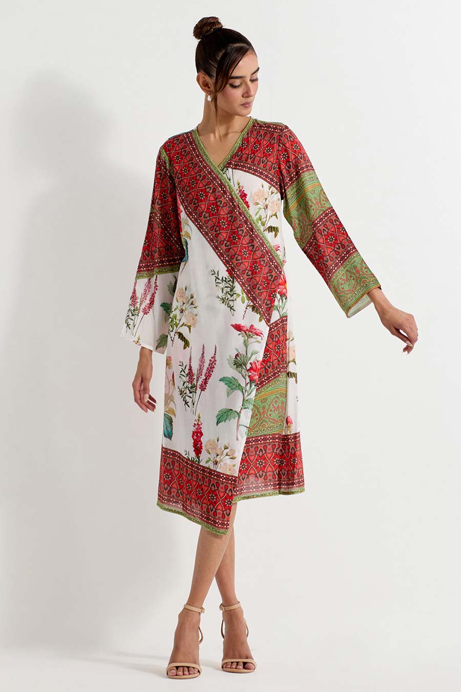 Daisy Printed Tie-Up Wrap Dress