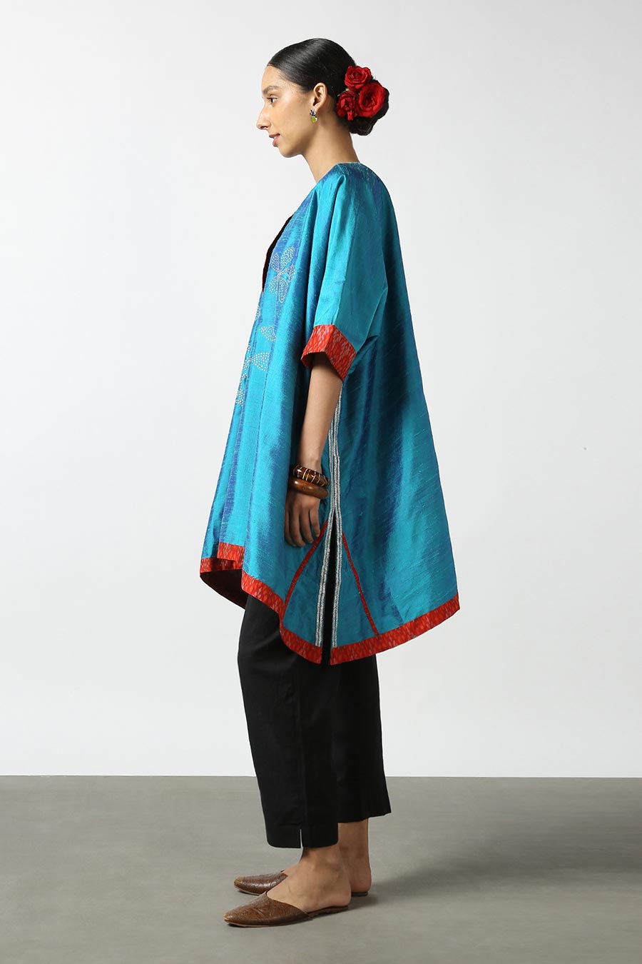 Blue Embroidered Silk Kurta