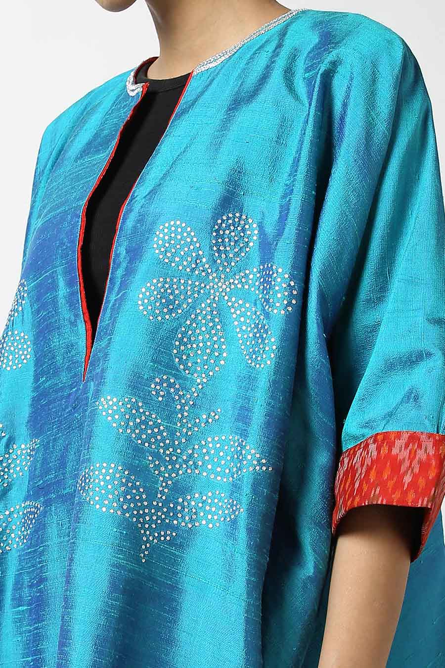 Blue Embroidered Silk Kurta