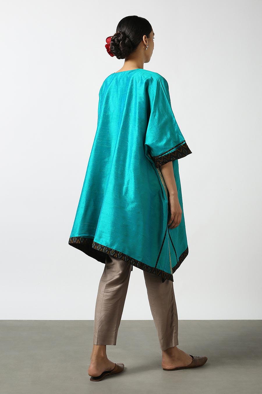 Blue Embroidered Silk Kurta