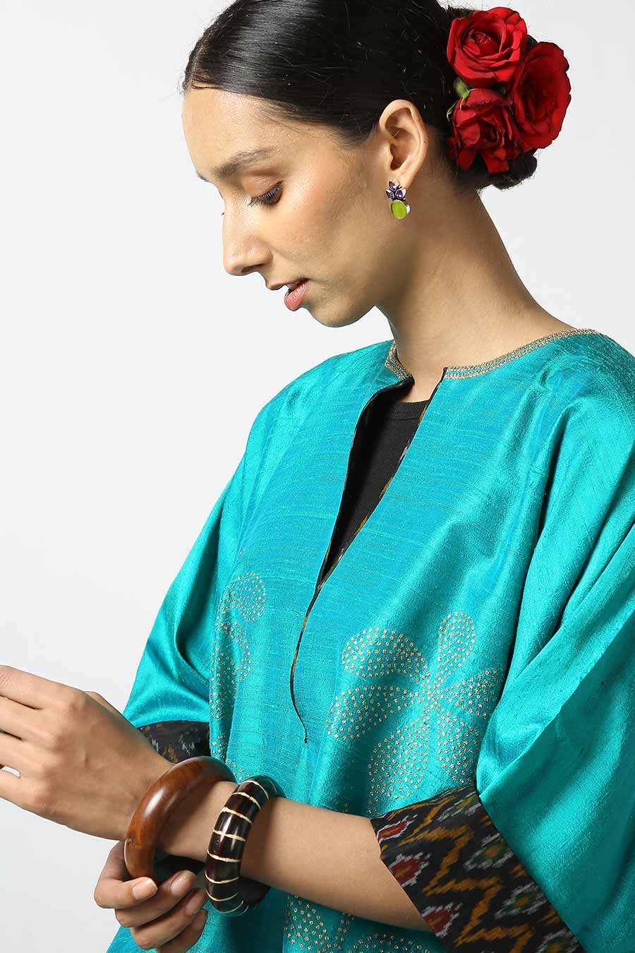 Blue Embroidered Silk Kurta