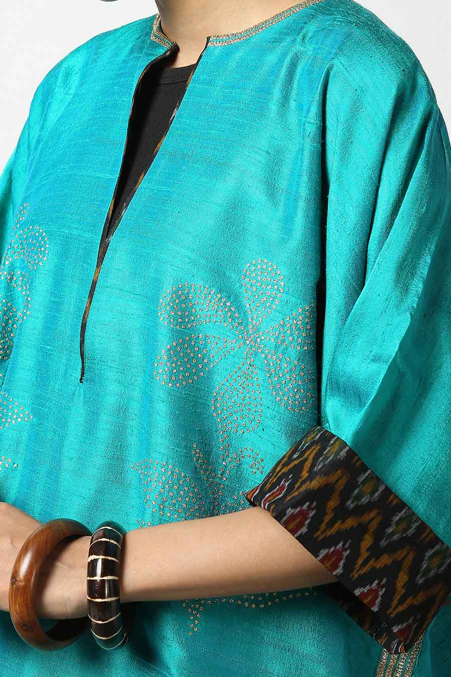 Blue Embroidered Silk Kurta