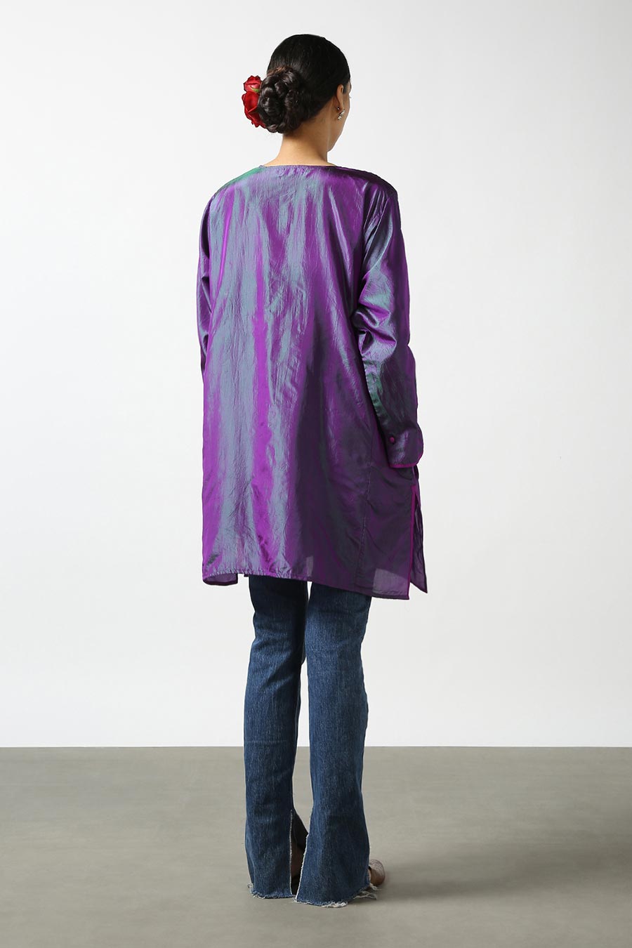 Purple Embroidered Silk Kurta