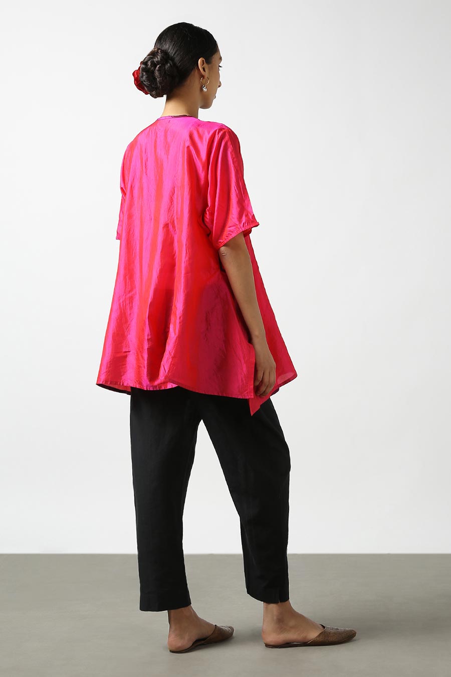 Pink Embroidered Silk Kurta