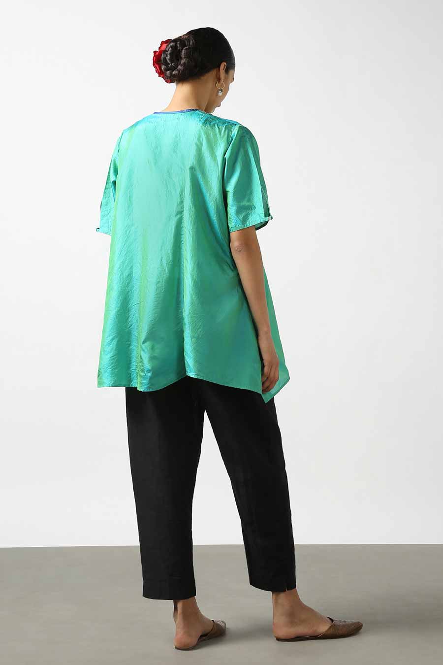 Blue Embroidered Silk Kurta