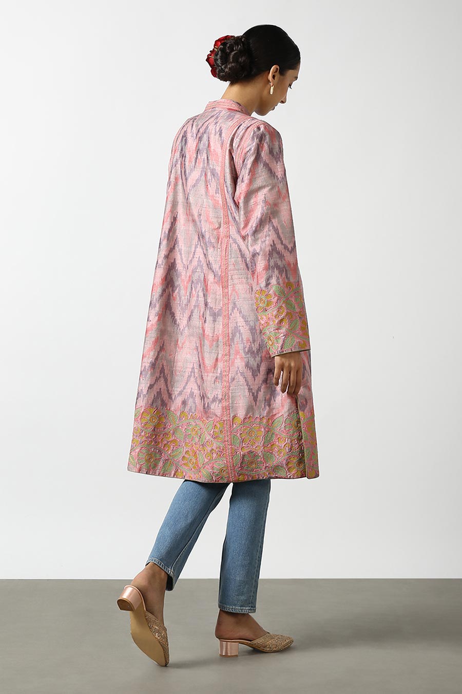 Pink Silk Ikat Long Jacket