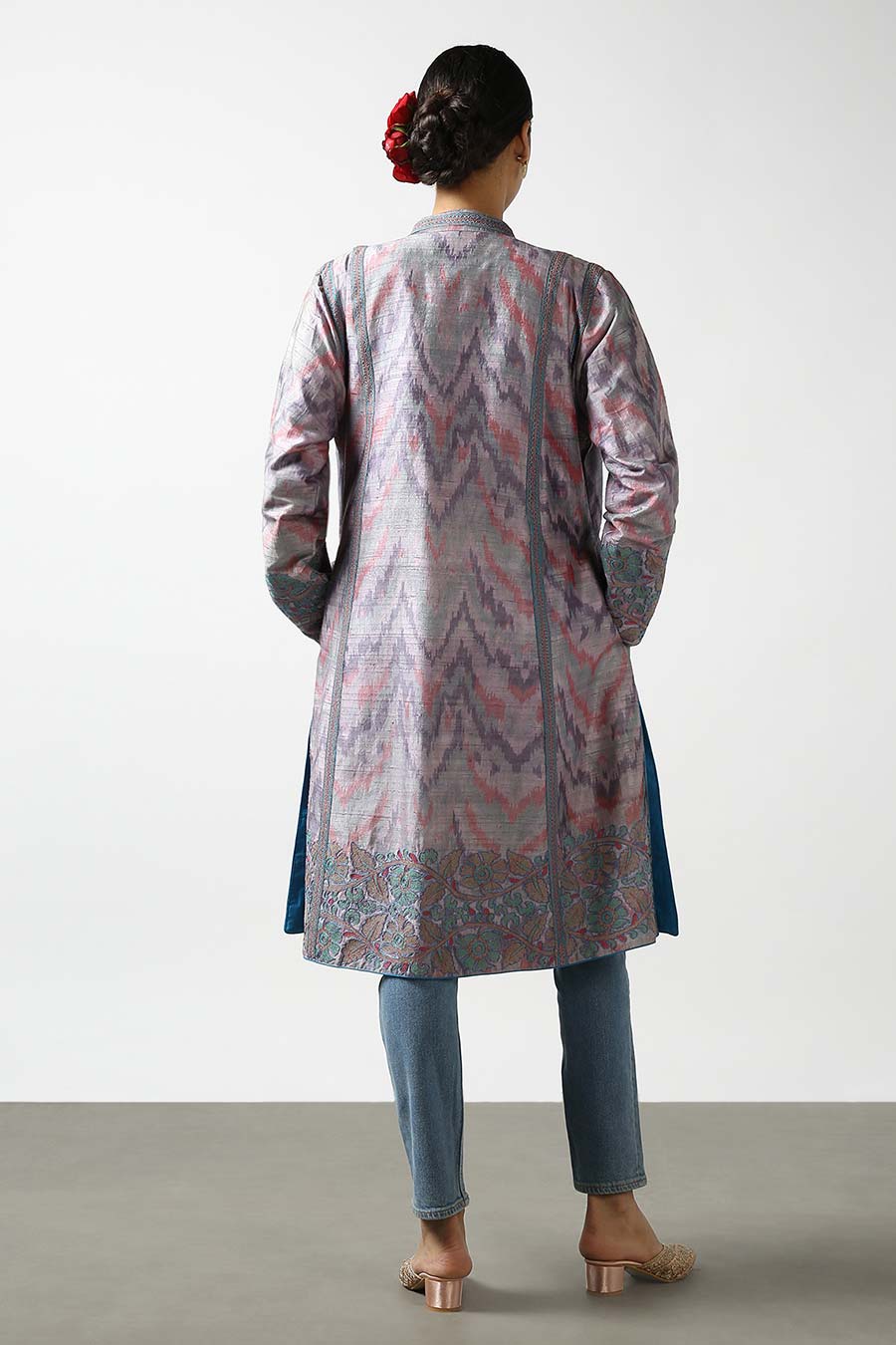 Purple Silk Ikat Long Jacket