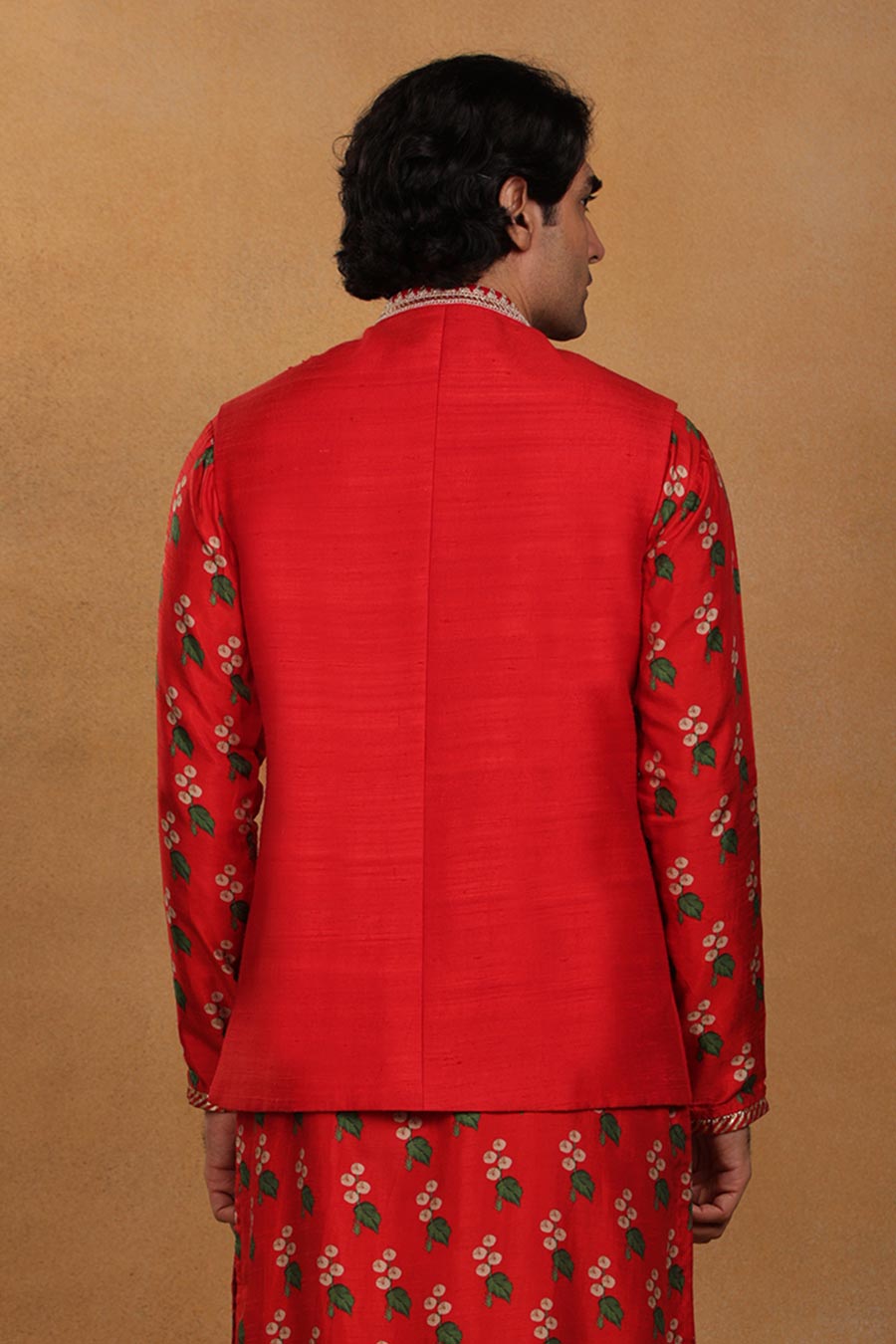 Red Hand Embroidered Bandi Jacket