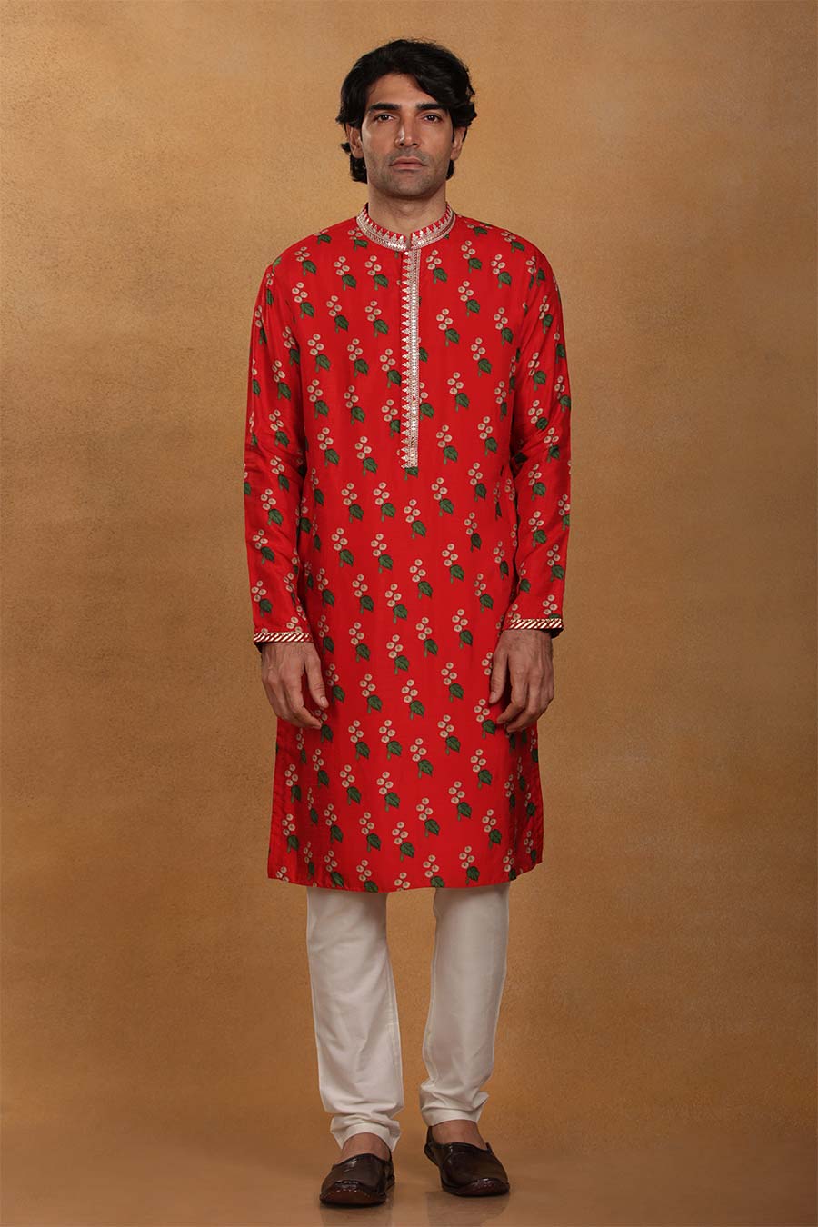 Red Cotton Candy Print Embroidered Kurta